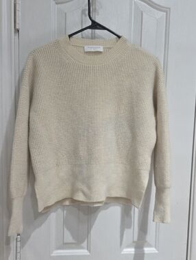 Everlane Cream Waffle Knit Sweater Size S